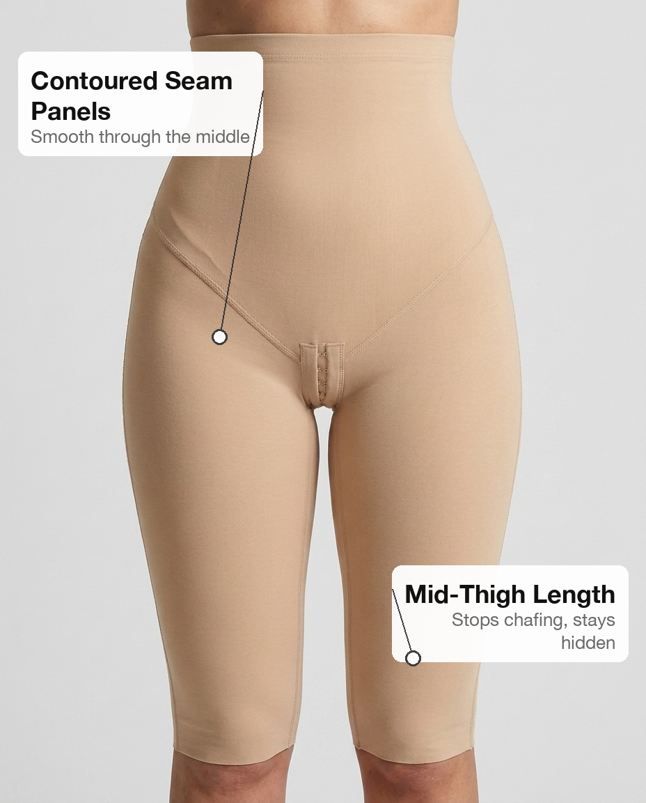 Sculpt Short - contoured seam panels and mid-thigh length